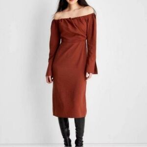 Future Collective Midi Dress Burnt Orange Color. 2-Size 14 Available